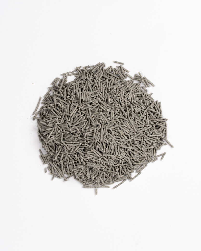 Tofu cat litter charcoal aerial shot